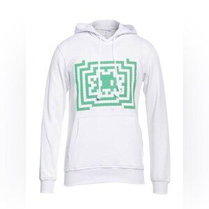 Comme des Garcons Shirt White Hoodie with Space Invaders Green Graphic M